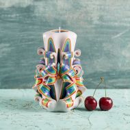 EveArtCandles White Rainbow candles set, Carved candles, Decorative candles, Wall decor, Gift baskets, Housewarming candles, Colonial candle, Candel