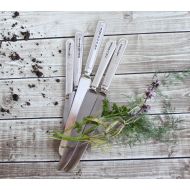 EveOfJoy Custom Vintage Garden Herb Markers Knives - Set of FIVE - Antique Silver Plated - Hand Stamped - Rustic - Mothers Day Gift