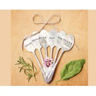 EveOfJoy Plant Garden Herb Markers Spoons - Set of SIX - Antique Silver Plated - Hand Stamped - Rustic - Mothers Day Gift - Gardner Art Custom