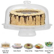 Evelots 6-in-1 Cake Stand, Multi-Function Serving Platter, Salad & Punch Bowl