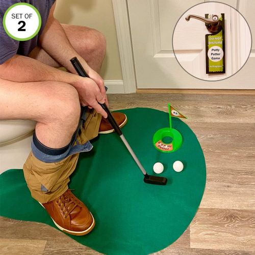  [아마존베스트]Evelots Potty Putter Toilet Mini Golf Game-Novelty Gag Gift-Putting Practice-2pc