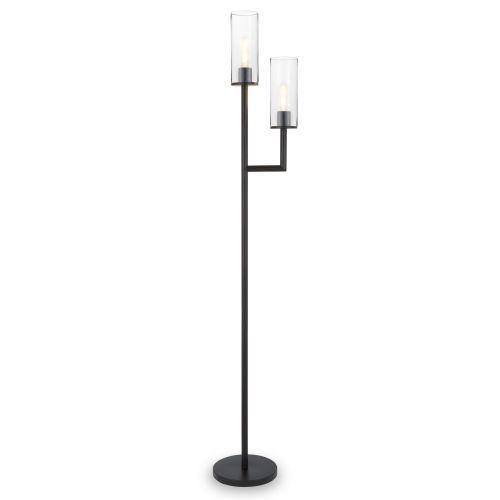  Hudson&Canal Basso Metal LED Floor Lamp with Double Glass Torchiere