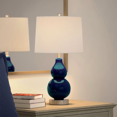  Hudson&Canal Katrina Coastal Glam Double Gourd Petite Table Lamp in Navy Blue