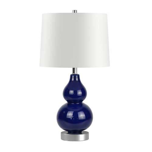  Hudson&Canal Katrina Coastal Glam Double Gourd Petite Table Lamp in Navy Blue