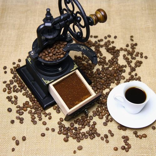  [아마존베스트]Evelyne GMT-10012 Burr Manual Coffee Grinder Coffee Bean Mill Vintage Antique Style Windmill Wheel Hand Crank Wooden Drawer