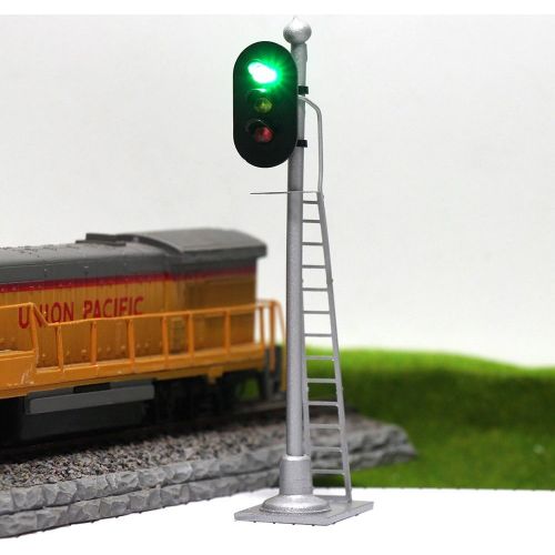  [아마존베스트]JTD873GYR 3PCS Model Railroad Train Signals 3-Lights Block Signal HO Scale 12V Green-Yellow-Red Traffic Lights for Train Layout New