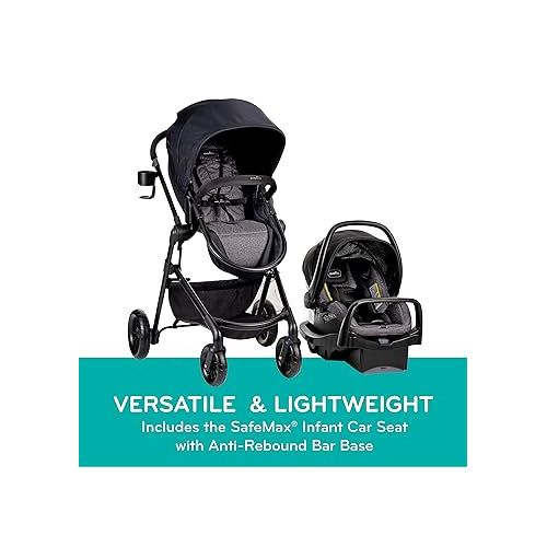 이븐플로 Evenflo Pivot Modular Travel System with LiteMax Infant Car Seat with Anti-Rebound Bar (Casual Gray)