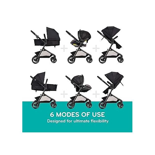 이븐플로 Evenflo Pivot Modular Travel System with LiteMax Infant Car Seat with Anti-Rebound Bar (Casual Gray)