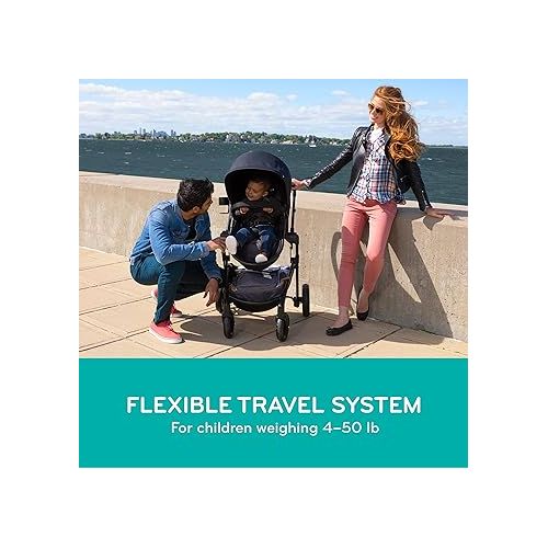 이븐플로 Evenflo Pivot Modular Travel System with LiteMax Infant Car Seat with Anti-Rebound Bar (Casual Gray)