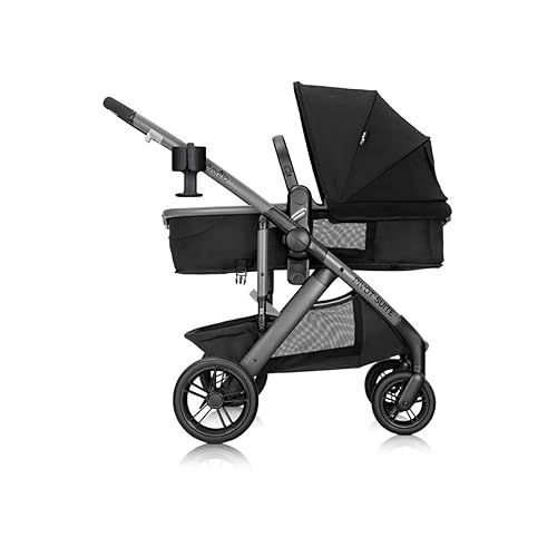 이븐플로 Evenflo Pivot Suite Travel System with LiteMax Infant Car Seat with Anti-Rebound Bar Dunloe Black