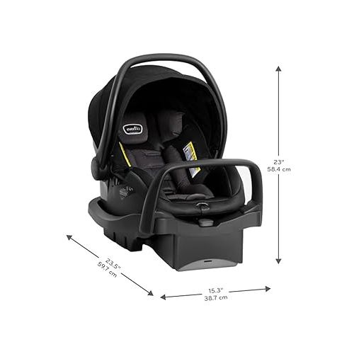 이븐플로 Evenflo Pivot Suite Travel System with LiteMax Infant Car Seat with Anti-Rebound Bar Dunloe Black