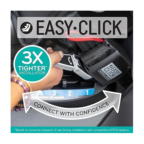 이븐플로 Evenflo All4One DLX 4-In-1 Convertible Car Seat with SensorSafe Featuring EasyClick Latch System for Quick, Secure Installation and GREENGUARD Gold Certified Seat (Kingsley Black)