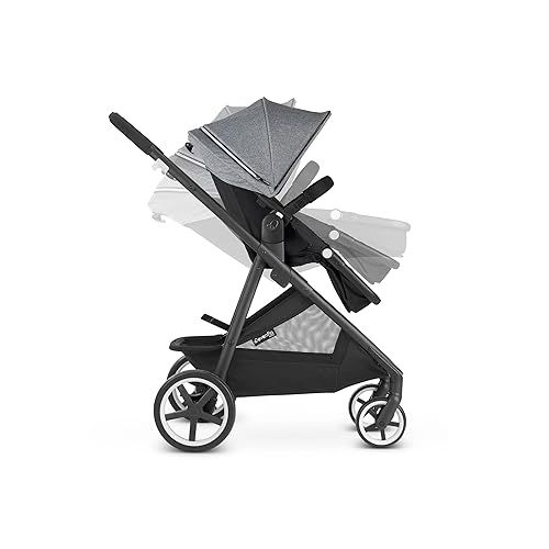 이븐플로 Evenflo Gold Shyft Travel Smart Infant System Stroller with SecureMax Baby Car Seat with Deep Storage Basket and SensorSafe, Moonstone Grey and Black