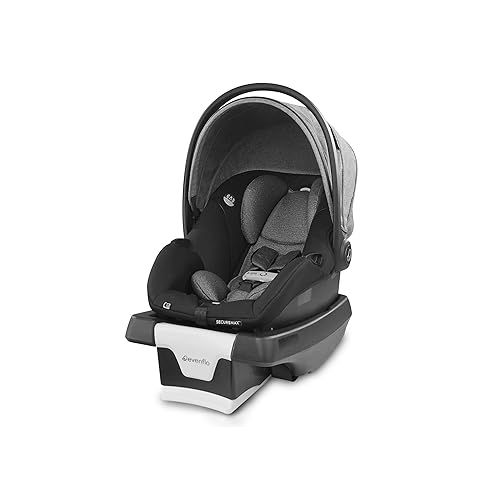 이븐플로 Evenflo Gold Shyft Travel Smart Infant System Stroller with SecureMax Baby Car Seat with Deep Storage Basket and SensorSafe, Moonstone Grey and Black