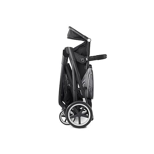 이븐플로 Evenflo Gold Shyft Travel Smart Infant System Stroller with SecureMax Baby Car Seat with Deep Storage Basket and SensorSafe, Moonstone Grey and Black