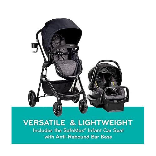 이븐플로 Evenflo Pivot Modular Travel System with LiteMax Infant Car Seat with Anti-Rebound Bar (Dusty Rose Pink)