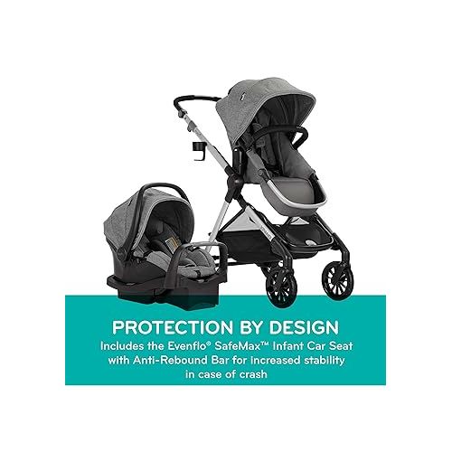 이븐플로 Evenflo Pivot Xpand Modular Travel System with SafeMax Infant Car Seat