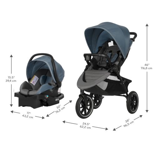 이븐플로 Evenflo Folio3 Stroll & Jog Travel System w/LiteMax 35 Infant Car Seat, Crossover Versatility,...