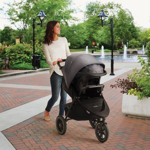 이븐플로 Evenflo Folio3 Stroll & Jog Travel System w/LiteMax 35 Infant Car Seat, Crossover Versatility,...