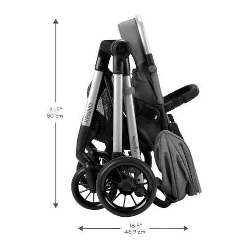 이븐플로 Evenflo Pivot Xpand Modular Travel System, Baby Stroller, Up to 22 Configurations, Extra-Large Storage, Single-to-Double Stroller, Durable Construction, Compact Folding Design, Per