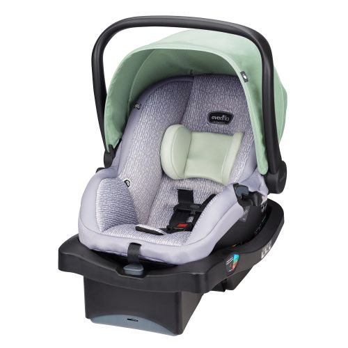 이븐플로 Evenflo LiteMax 35 Infant Car Seat, Easy to Install, Versatile & Convenient, Meets or Exceeds All Federal Safety Standards, Machine-Washable Pads, Full-Coverage Canopy, Bamboo Leaf