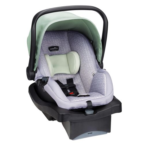 이븐플로 Evenflo LiteMax 35 Infant Car Seat, Easy to Install, Versatile & Convenient, Meets or Exceeds All Federal Safety Standards, Machine-Washable Pads, Full-Coverage Canopy, Bamboo Leaf