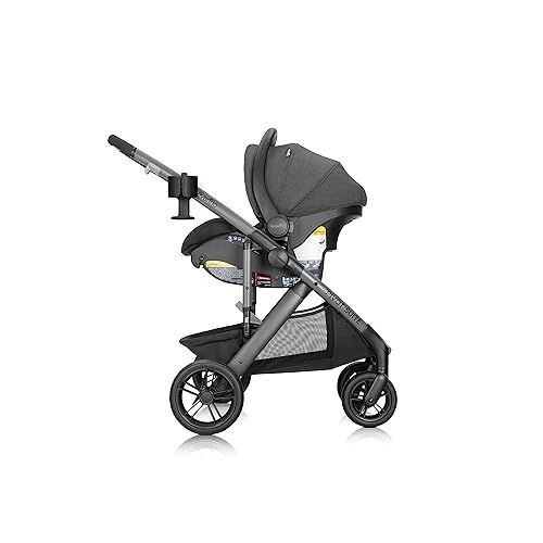 이븐플로 Evenflo Pivot Suite Travel System with LiteMax Infant Car Seat with Anti-Rebound Bar Devon Gray