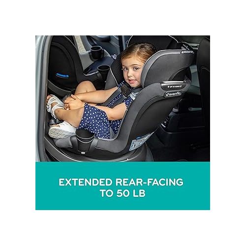 이븐플로 Evenflo Revolve360 Slim 2-in-1 Rotational Car Seat with Quick Clean Cover (Stow Blue)