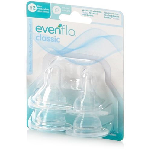 이븐플로 [아마존베스트]Evenflo CustomFlow Classic Silicone Nipples, Medium Flow (3-6 months) 4 ea