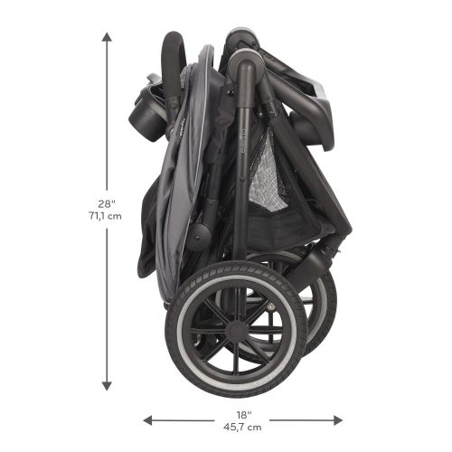 이븐플로 [아마존베스트]Evenflo Folio3 Stroll & Jog Travel System w/LiteMax 35 Infant Car Seat, Crossover Versatility, Ultra-Compact, Self-Standing Folding Design, 12” Air-Filled Tires, Front Wheel Swivel