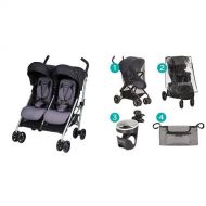 [아마존베스트]Evenflo Minno Twin Double Stroller, Glenbarr Grey with Stroller Accessories Starter Kit