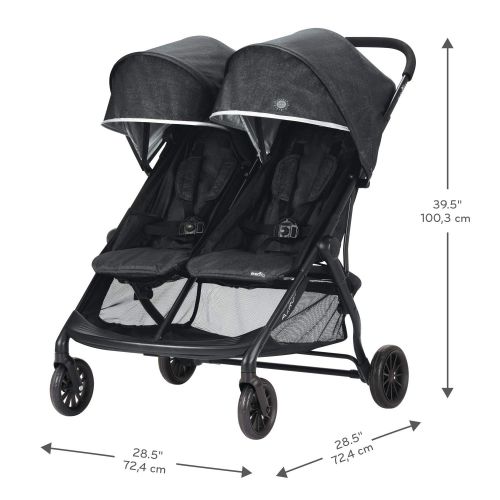 이븐플로 [아마존베스트]Evenflo Aero2 Ultra-Lightweight Double Strollers, Compact, Self-Standing Folding Design, Shopping Basket Single-Child Mode, Seatback Storage Pocket, 2 Mesh In-Seat Pockets, 50-lb P