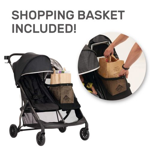 이븐플로 [아마존베스트]Evenflo Aero2 Ultra-Lightweight Double Stroller, Compact, Self-Standing Folding Design, Shopping Basket...