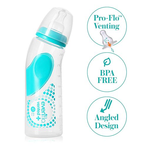 이븐플로 Evenflo Feeding Advanced Angled Vented Bottles, 9 Ounce (Pack of 6)