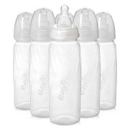 Evenflo Feeding Glass Premium Proflo Vented Plus Bottles for Baby, Infant and Newborn - Helps Reduce Colic - Clear, 8 Ounce (Pack of 6)