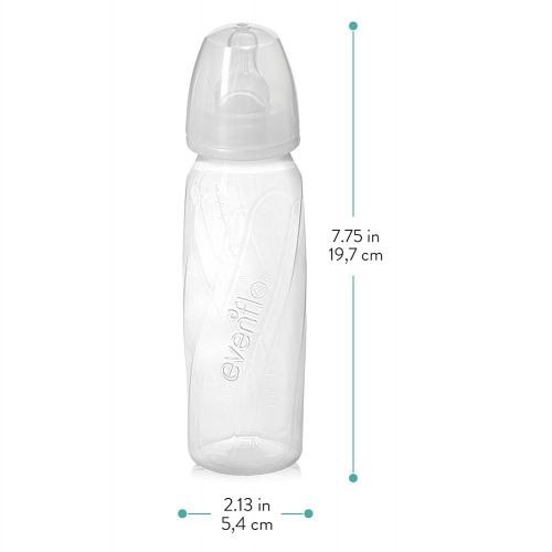 이븐플로 Evenflo Feeding Glass Premium Proflo Vented Plus Bottles for Baby, Infant and Newborn - Helps Reduce Colic - Clear, 8 Ounce (Pack of 6)