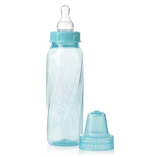 이븐플로 Evenflo Feeding Classic Tinted Plastic Standard Neck Bottles for Baby, Infant and Newborn - Teal/Green/Blue, 8 Ounce (Pack of 12)