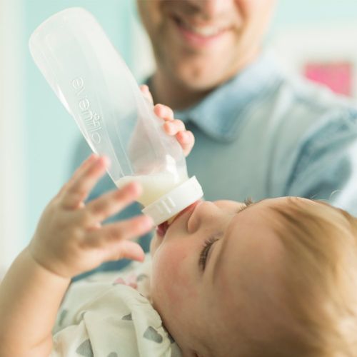 이븐플로 Evenflo Feeding Classic Clear Plastic Standard Neck Bottles for Baby, Infant and Newborn - Teal/Green/Blue, 8 Ounce (Pack of 12)