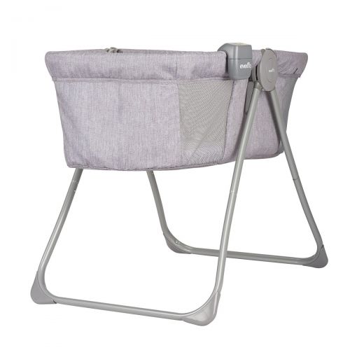 이븐플로 Evenflo Loft Portable Bassinet, for Boys & Girls, Bluetooth Speaker to Play Music, Soft Nightlight, Mesh Panels, Room-Temperature Monitor, 20-Pound Capacity, Gray Melange, 20.5” W