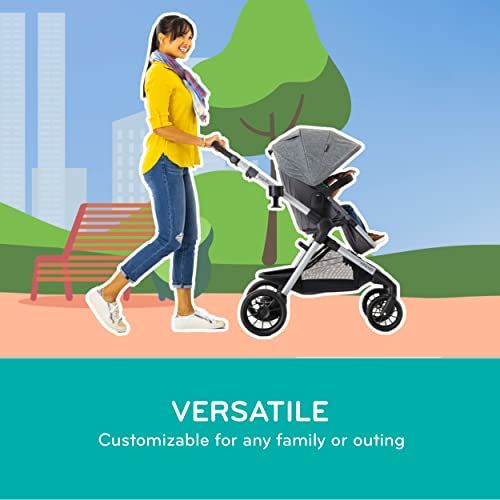 이븐플로 Evenflo Pivot Xpand, Modular Baby Stroller with Compact Folding design, Converts to Double Stroller (additional toddler seat not included), Stallion Black