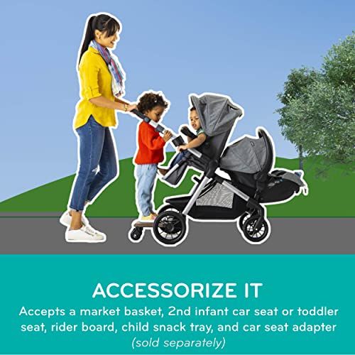 이븐플로 Evenflo Pivot Xpand, Modular Baby Stroller with Compact Folding design, Converts to Double Stroller (additional toddler seat not included), Stallion Black