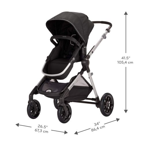 이븐플로 Evenflo Pivot Xpand, Modular Baby Stroller with Compact Folding design, Converts to Double Stroller (additional toddler seat not included), Stallion Black