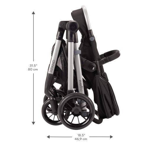 이븐플로 Evenflo Pivot Xpand, Modular Baby Stroller with Compact Folding design, Converts to Double Stroller (additional toddler seat not included), Stallion Black