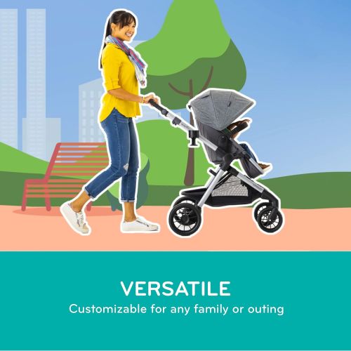 이븐플로 Evenflo Pivot Xpand, Modular Baby Stroller with Compact Folding design, Converts to Double Stroller (additional toddler seat not included), Stallion Black