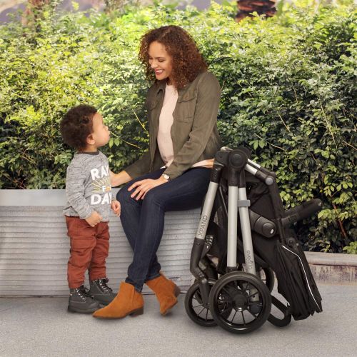 이븐플로 Evenflo Pivot Xpand, Modular Baby Stroller with Compact Folding design, Converts to Double Stroller (additional toddler seat not included), Stallion Black