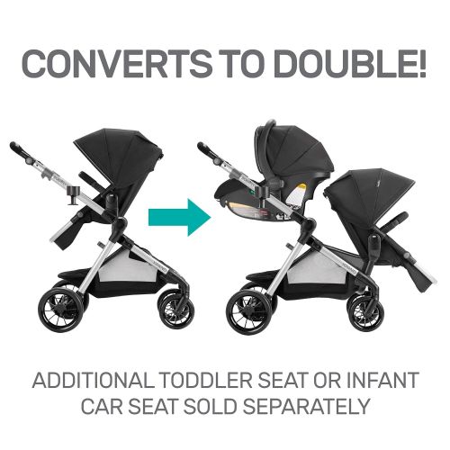 이븐플로 Evenflo Pivot Xpand, Modular Baby Stroller with Compact Folding design, Converts to Double Stroller (additional toddler seat not included), Stallion Black