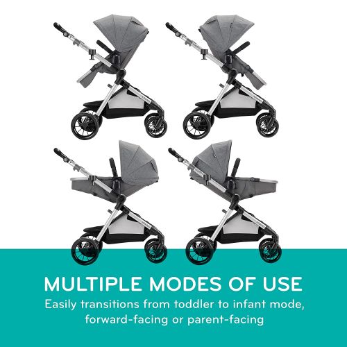 이븐플로 Evenflo Pivot Xpand, Modular Baby Stroller with Compact Folding design, Converts to Double Stroller (additional toddler seat not included), Stallion Black