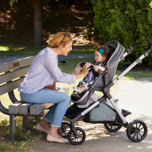 이븐플로 Evenflo Pivot Xpand, Modular Baby Stroller with Compact Folding design, Converts to Double Stroller (additional toddler seat not included), Stallion Black