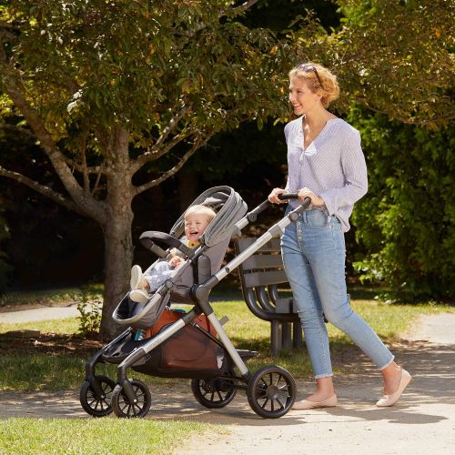 이븐플로 Evenflo Pivot Xpand, Modular Baby Stroller with Compact Folding design, Converts to Double Stroller (additional toddler seat not included), Stallion Black