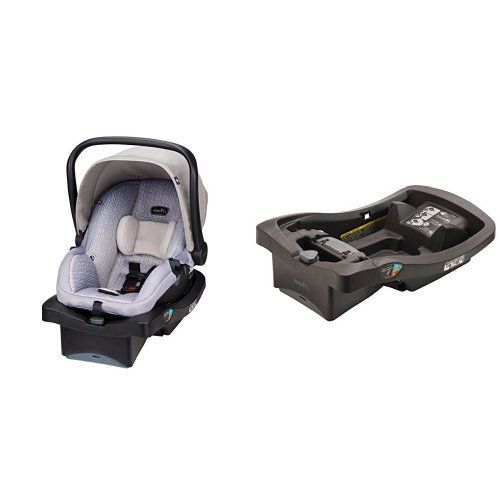 이븐플로 Evenflo LiteMax 35 Infant Car Seat, Riverstone with LiteMax Infant Car Seat Base, Black